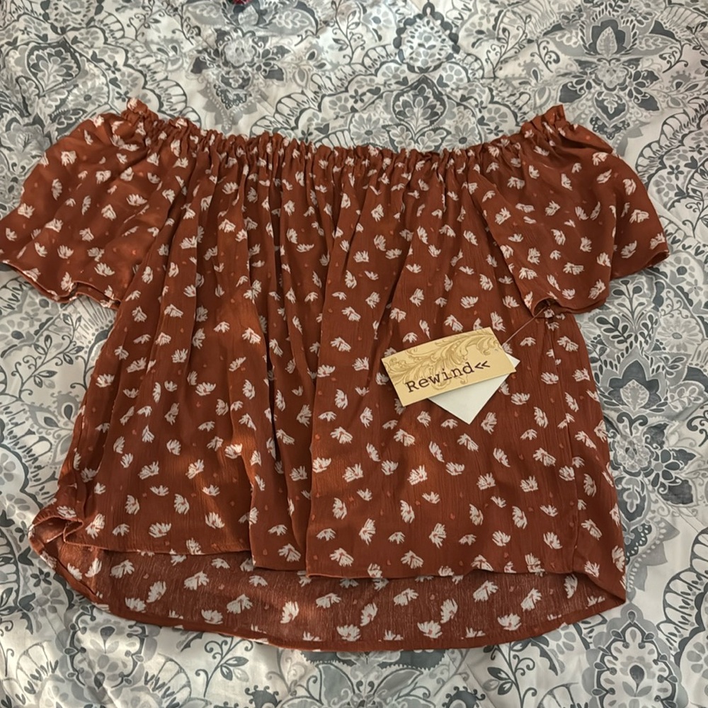 Brown/ orange off the shoulder top